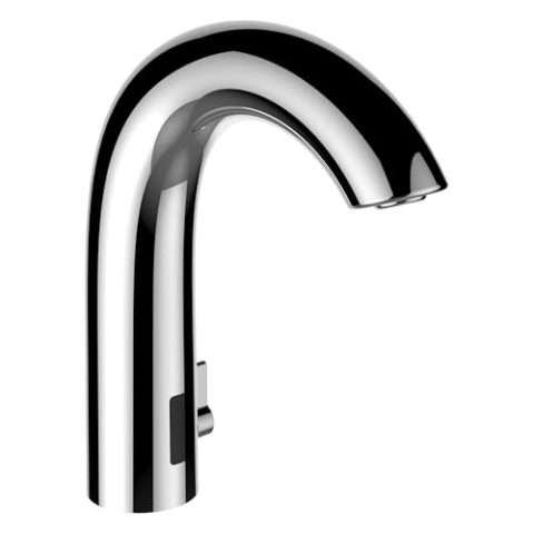 LAUFEN Curvetronic elektronischer Waschtischmischer, Batteriebetrieb, für Kalt-/Mischwasser, Ausladung 135mm, HF707154100060, Farbe: Chrom