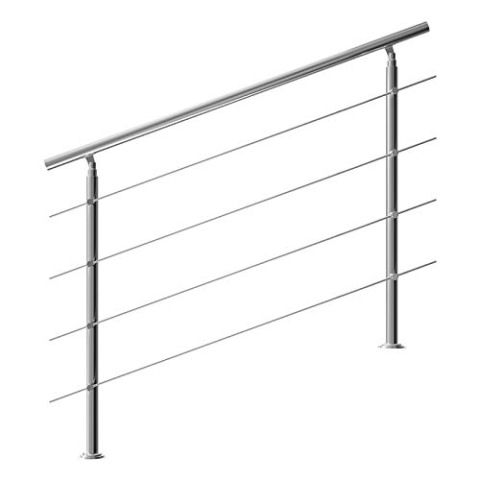 MONZANA® Treppengeländer Edelstahl Pflegeleicht 150cm mit 4 Querstreben Innen und Außen Handlauf Geländer Brüstung Balkon