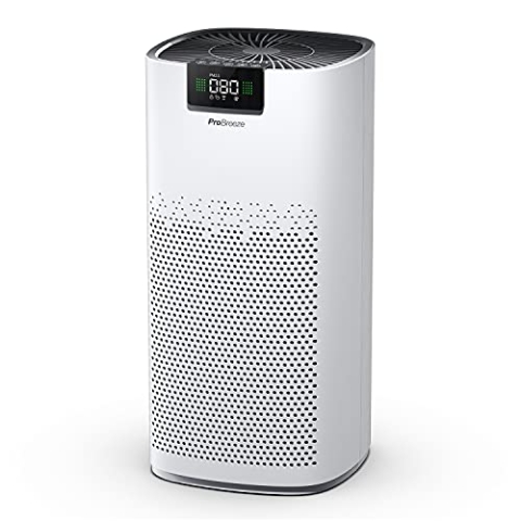 Pro Breeze Luftreiniger Hepa 13 Filter mit UV-C Lampe, Luft Ionisierer & Aktivkohlefilter, CADR 460m3 - Air Purifier mit Luftqualitätsmesser für große Räume bis 140m² - bis zu 99.95% Filterleistung
