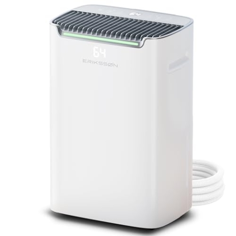 Erikssøn Luftentfeuchter Dry Pro Plus - Entfeuchtet bis zu 20 Liter pro Tag - Waschtrockner Funktion - Geeignet für Schlafzimmer, Badezimmer, Wohnzimmer und Keller - Luftentfeuchter (Weiß)