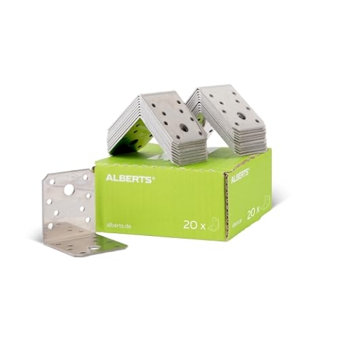 Alberts 869083 Winkelverbinder | Edelstahl | 70 x 70 x 55 mm | 20er Set