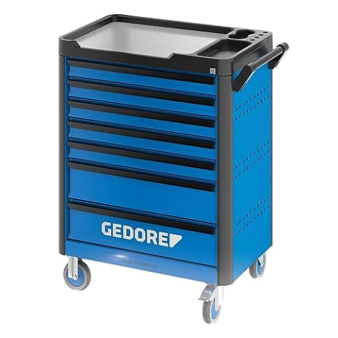 GEDORE WHL-L7 workster highline Werkzeugwagen unbestückt, blau – Rollbarer Werkstattwagen mit 7 Schubladen & Arbeitsplattform – 500 kg Tragkraft