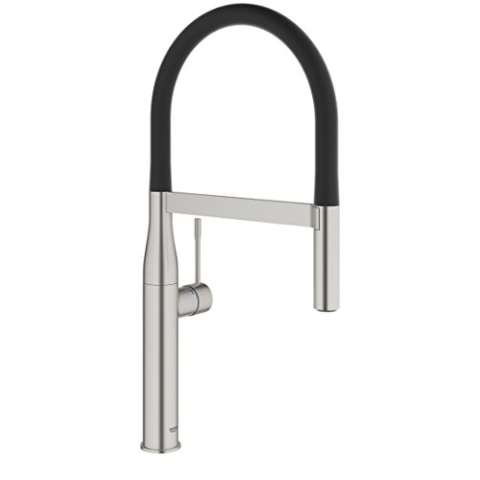 GROHE Essence, Küchenarmatur 2 Strahlarten (Wasserhahn Küche mit ausziehbarer Profibrause und magnetischem Docking, 360° schwenkbar, einfache Montage, Befestigungsset aus Metall), edelstahl, 30294DC0