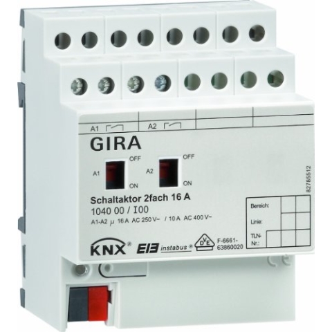 Gira 104000 Schaltaktor 2 Fach 16 A KNX EIB REG