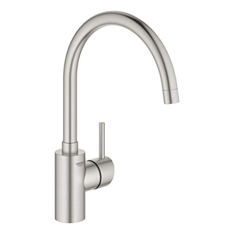 GROHE Concetto, Küchenarmatur (Wasserhahn für die Küche, 150° schwenkbar, wassersparend dank variabler Mengenbegrenzung, einfache Spülbecken-Montage mit Befestigungsset aus Metall) edelstahl, 32661DC3