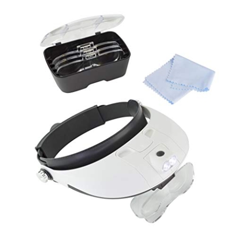 Lightcraft LC1766 Pro LED-Lupen-Stirnband mit Bi-Platte-Vergrößerung, weiß, 7 x 28 x 22,5 cm