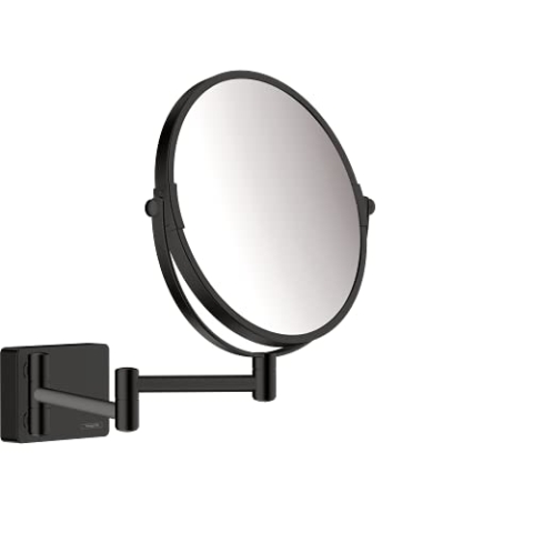hansgrohe Kosmetikspiegel AddStoris, Rasierspiegel schwenkbar, Makeup Spiegel, Mattschwarz