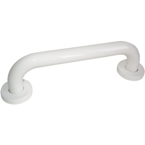 HEWI Wannengriff Serie 477, Griff mit Rosetten, Farbe weiß, Stange für Wandmontage, 250x85x28 mm - 477.31.100 99