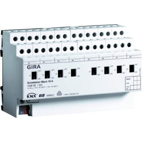 Gira 100600 Schaltaktor 8-Fach 16 A KNX EIB REG