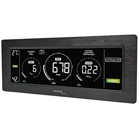 Technoline Luftgütemonitor, farbige Darstellung Co2 und TVOC Konzentration, Anzeige der Feinstaub -, Messgerät, für Ihre Raumluftqualität