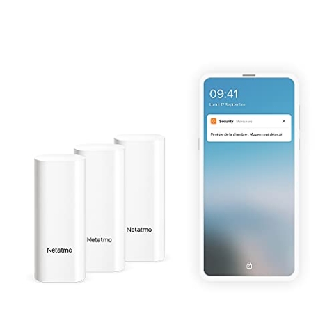 Netatmo DTG-FR Intelligente Tür- und Fensteröffnungssensoren, kabellos, einteiliger Vibrationsmelder, 3 Stück