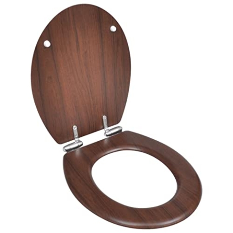 vidaXL Toilettensitz MDF Absenkautomatik Deckel WC Sitz Toilettendeckel Braun