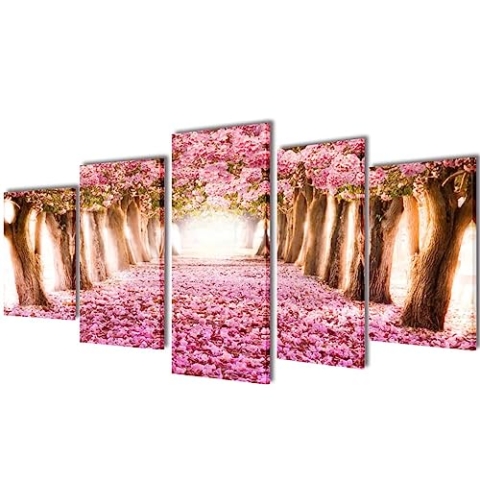 vidaXL 5tlg. Leinwand Bild Kunstdruck Wandbild Bilder Set Kirschblüten 200x100cm