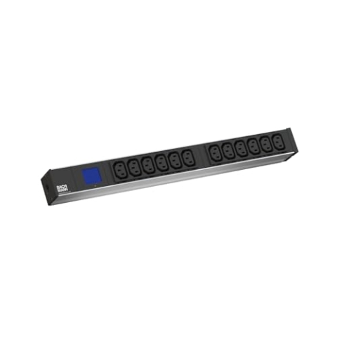 BACHMANN 800.2055 8002055 Steckdosenleiste 19" 1HE 12xC13 Zuleitung 2,0m CEE7/7, 230 V, Schwarz