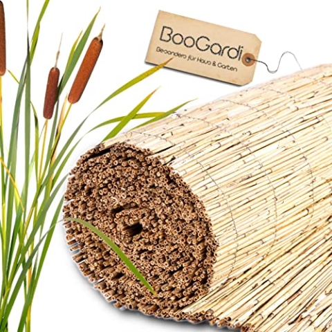 BooGardi Schilfrohrmatte · 90-200cm x 600cm · 120x600cm Schilfmatte · natürlicher Windschutz Sonnenschutz Sichtschutz Zaun für Terrasse Balkon