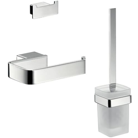EMCO 059800100 Loft WC 3-teiliges Badaccessoire-Set inkl. Handtuchhaken, Papierhalter, Toilettenbürstengarnitur 3 in 1 perfekt für jedes Bad, Chrom