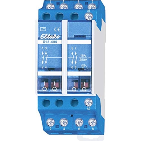 Eltako 4-poliger elektromechanischer 16A-Stromstoßschalter 230V. 4 Schließer 16A/250V AC S12-400-230V