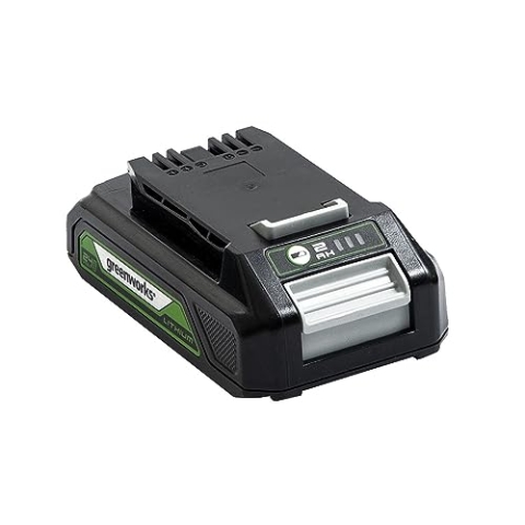 Greenworks 24V Akku - Original Greenworks 2Ah Leistungsstarker Lithium-Ionen Akku, leichtes Design mit 3-stufiger LED Batterieanzeige, 2 Jahre Garantie - G24B2