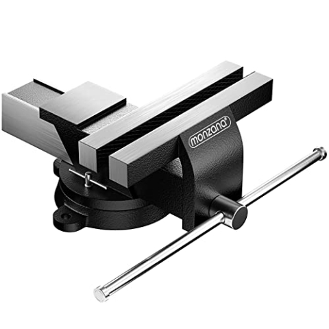 MONZANA® Schraubstock 125 mm Spannweite Karbon-Stahl 360° drehbar Amboss Werkstatt Parallelschraubstock Tischschraubstock