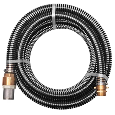 vidaXL Saugschlauch mit Messing-Anschlüssen 7m 25mm Schwarz Ansauggarnitur