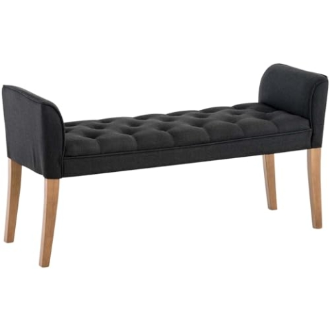 CLP Chaiselongue Cleopatra I Stoff-Bezug I Polsterbank, Farbe:dunkelgrau, Gestell Farbe:antik-hell
