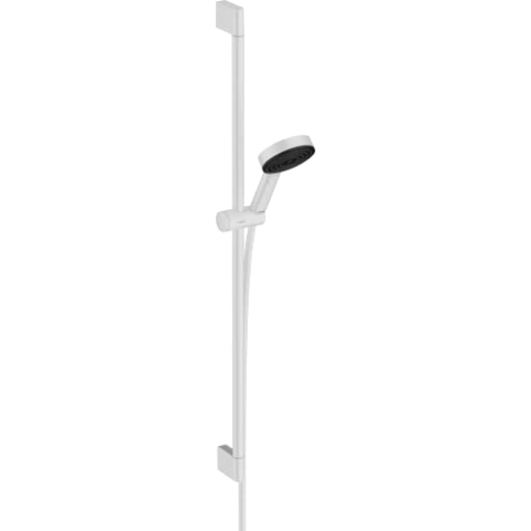hansgrohe Duschset Pulsify Select S, Duschkopf wassersparend mit Schlauch und Halterung, verstellbar, Handbrause mit 3 Strahlarten Relaxation, Mattweiß, 0,90m Set