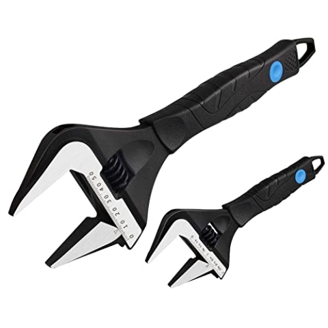 MAXPOWER Schraubenschlüssel Verstellbar Set mit Falttasche, 2 Stück Rollgabelschlüssel 150mm/250mm, Maulweite 36mm/52mm, CR-V Stahl, ergonomischer Griff