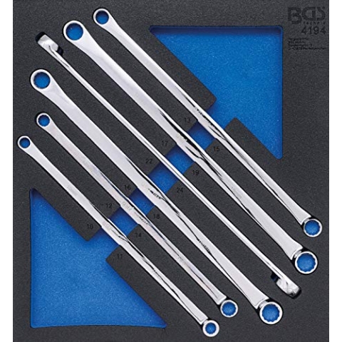 BGS 4194 | Werkstattwageneinlage 2/3: Doppel-Ringschlüssel-Satz | extra lang | SW 10 x 11 - 22 x 24 mm | 6-tlg.
