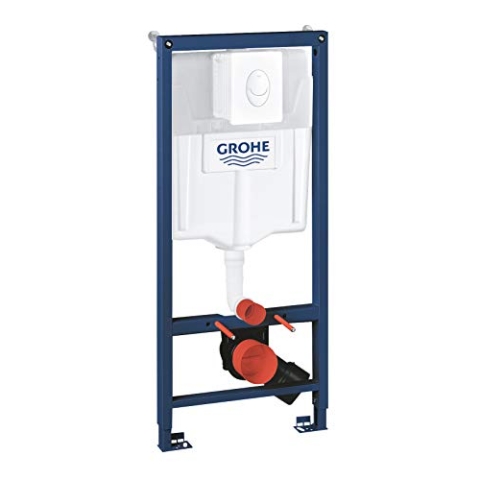 GROHE Solido, 3in1 Vorwandelement, Rohbau-Set für Wand-WC (1,13 m Bauhöhe, mit Bestätigungsplatte Skate Air, 2 WC-Haltebolzen, Schnellverstellung, inkl. Zu- & Ablaufgarnitur), chrom, 38722001