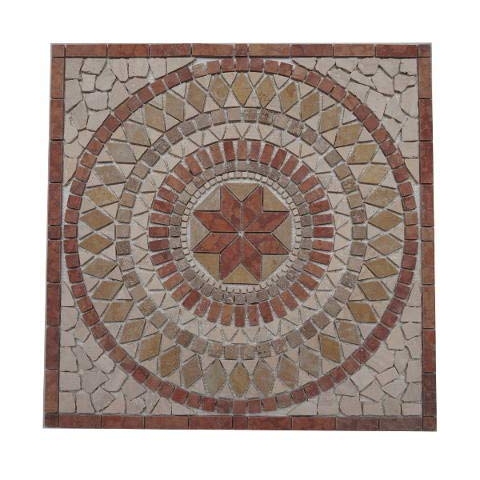 Marmor Rosone 30x30 Windrose Mosaik Einleger Naturstein Fliesen Rosso Verona 062