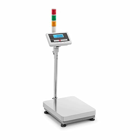 Steinberg Systems SBS-PF-300/10A Plattformwaage Warnleuchte 300 kg / 0,005 kg 400 x 500 x 122 mm kg/lb Bodenwaage Waage Industriewaage mit Signalleuchte Kontrollampel