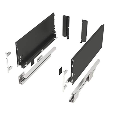 Schubkastensystem JUNKER-SLIM anthrazit Höhe: 167 mm Tiefe: 500 mm belastbar bis 40 Kg Soft-Close Schubladensystem mit 13 mm schlanken Schubladenzargen