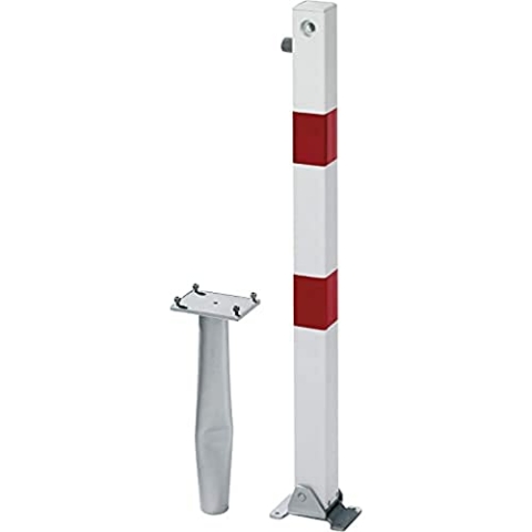 Alberts 781149 Absperrpfosten Klappy-Bo | wahlweise in verschiedenen Ausführungen | zum Einbetonieren, umlegbar | weiß | Pfosten 70 x 70 mm | Höhe über Boden 100 cm