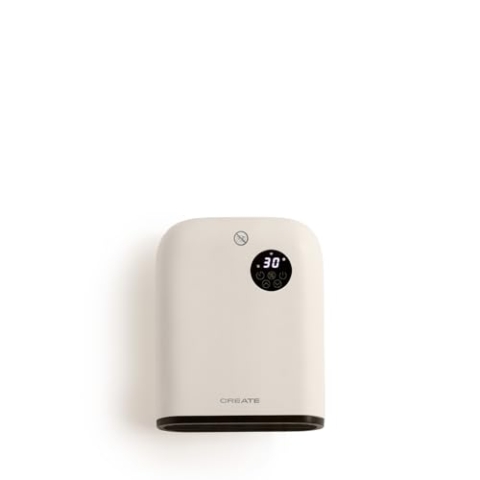 CREATE/WARM WALL/Wand- oder Bodenheizung mit WLAN, Cremeweiß/App-Steuerung, bis zu 20m², Öffnungserkennung, Kippschutz, 3 Modi, LCD-Display, 2000W