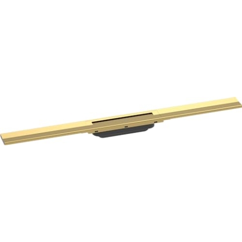 hansgrohe Fertigset Duschrinne RainDrain Flex, Abflussrinne 800mm, Bodenablauf Dusche kürzbar, Polished Gold Optic