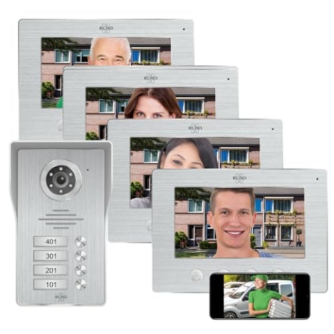 ELRO DV4000IP-4 WiFi-IP-Video-Türsprechanlage │ 4 Wohnungen │ 1080P Full-HD-Kamera mit Nachtsicht │ 4-adriges Kabel │ 16 Klingeltöne