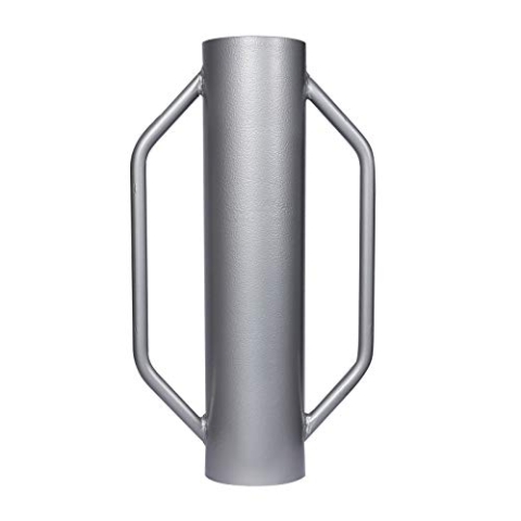 Wiltec Handramme Ø14 cm Zaunpfahlramme mit Handgriffe, Pfahlramme aus Stahl, Pfostenramme für Zaunbau und Bodenverdichtung