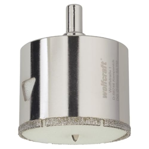 wolfcraft Ceramic Diamant-Lochsäge 5930000 – Bohrkrone inkl. Zentrierbohrer für den Akkuschrauber – Bohrkranz für Fliesen & Feinsteinzeug – Durchmesser 65mm