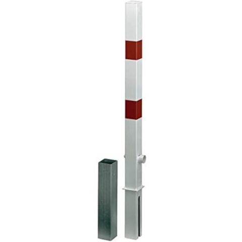 Alberts 781576 Absperrpfosten Passau | wahlweise in verschiedenen Ausführungen | zum Einbetonieren, herausnehmbar | weiß | Pfosten 70 x 70 mm | Höhe über Boden 100 cm