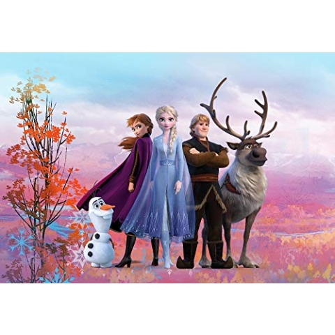 Komar Disney Fototapete FROZEN ICONIC - Größe 368 x 254 cm (Breite x Höhe), Anna, Elsa, Olaf, Frozen 2, Eiskönigin, Tapete, Wandgestaltung, Kinderzimmer, Dekoration - 8-4103