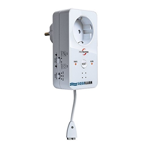 Protector Wassermelder WA-5.1 mit externem Wasserstandsensor für Keller + Pumpenschächte | Wasseralarm mit kabelgebundenem Wassersensor | Wasserstandmelder Netzbetrieb | 2 Meter Kabel | Aquastop