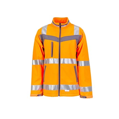 Planam 5660 Plaline High Visibility Softshell Jacket - Farbe: Orange/Schiefer - Größe: 72