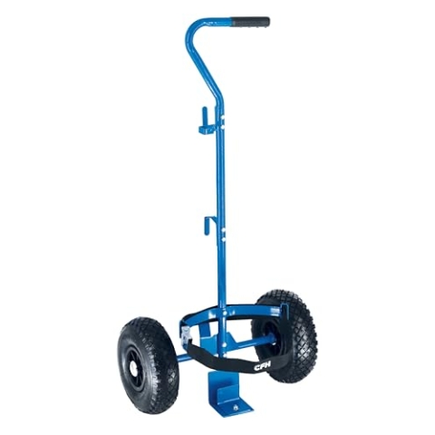 Gas-Trolley GT 89 - Gasflaschen Wagen für 5 kg und 11 kg Gasflaschen, 25 kg max. Traglast, Mit praktischen Halterungen für Abflammgeräte, Ergonomischer Griff Blau