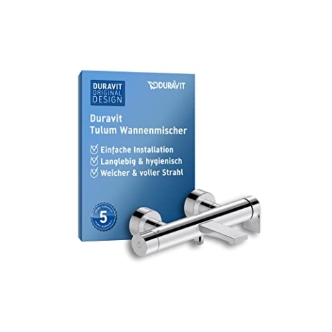 Duravit Tulum Wannenarmatur Aufputz für 2 Verbraucher mit Umstellventil, Einhebel-Wannenmischer mit Keramikmischsystem, Chrom