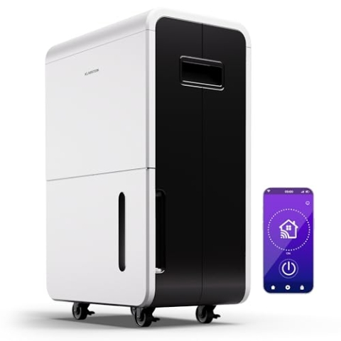 Klarstein Luftentfeuchter Elektrisch bis 50m2, Smart Luftentfeuchter für Wohnung, Bad & Keller, Luft-Entfeuchter Leise, Elektrischer Dehumidifier mit WLAN IoT App, Bautrockner mit 55 L Kapazität