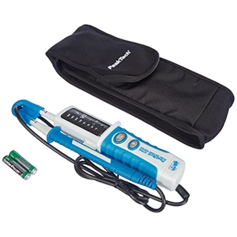 PeakTech 1095 – 2-Poliger AC/DC Spannungsprüfer mit LED-Display & Taschenlampe, Staub- & Spritzwasser geschützt (IP64), Gleich- & Wechselspannung, Durchgangsprüfer, Spannungsmesser von 12V - 690V