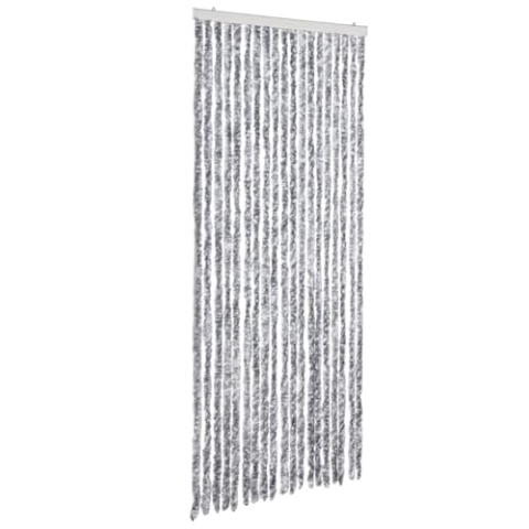 vidaXL Insektenschutz Vorhang Flauschvorhang Plüschvorhang Türvorhang Fadenvorhang Fliegenschutz Wohnwagen Camping Weiß Grau 56x200cm Chenille