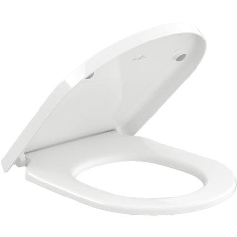 Villeroy & Boch WC-Sitz Subway 3.0 - Toilettendeckel Weiß glänzend aus Duroplast - Toilettensitz mit Edelstahl-Scharnieren - Bruchsicherer Klodeckel D-Form - Original Ersatzteil WC-Deckel