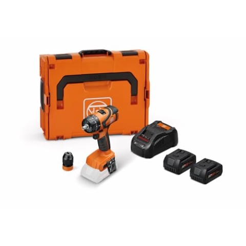 FEIN 2-Gang Akku-Bohrschrauber ABS 18 Q AS Set 5Ah mit bürstenlosem Motor und QuickIN Schnittstelle Bohren bis 13 mm, Gewindebohren bis M10. 2 Akku LiIon GBA 18V 5Ah, 1 Schnellladegerät GAL 1880 CV