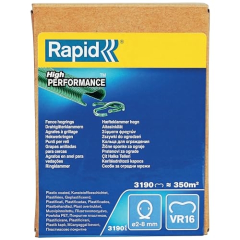 Rapid Zaun-Ringklammern VR16 Grün, 3.190 Stk., zur Befestigung von Spanndrähten an Zäunen, für FP216 und FP20 Zaunzange